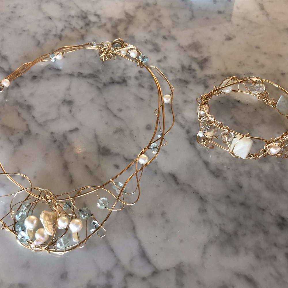 Kazuko Oshima Necklace with Fresh Water Pearls & Semi-Precious Stones - Picture 3 of 5